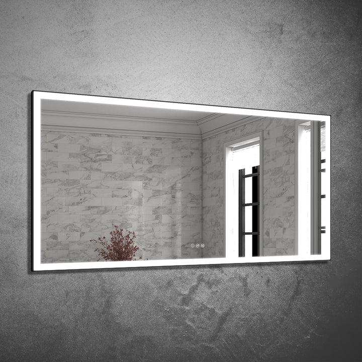 72 in. W x 36 in. H Rectangular Framed LED Light Wall Vertical/Horizontal Bathroom Vanity Mirror