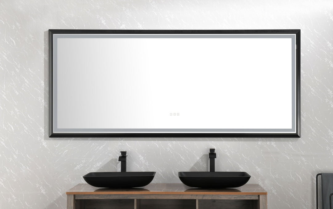 88 in. W x 38 in. H Framed Super Bright Led Bathroom Mirror with Lights
