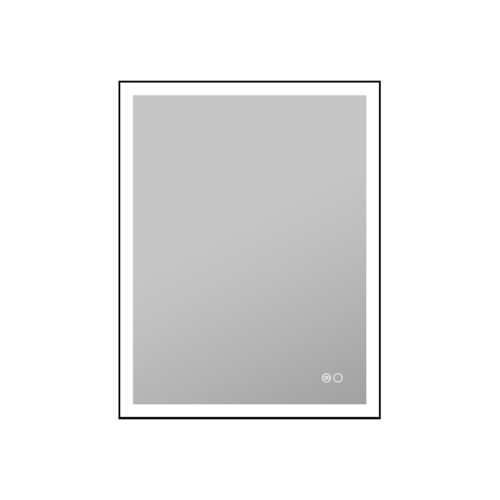 28 in. W x 36 in. H Aluminium Framed Rectangular LED Light Bathroom Vanity Mirror in Matte Black