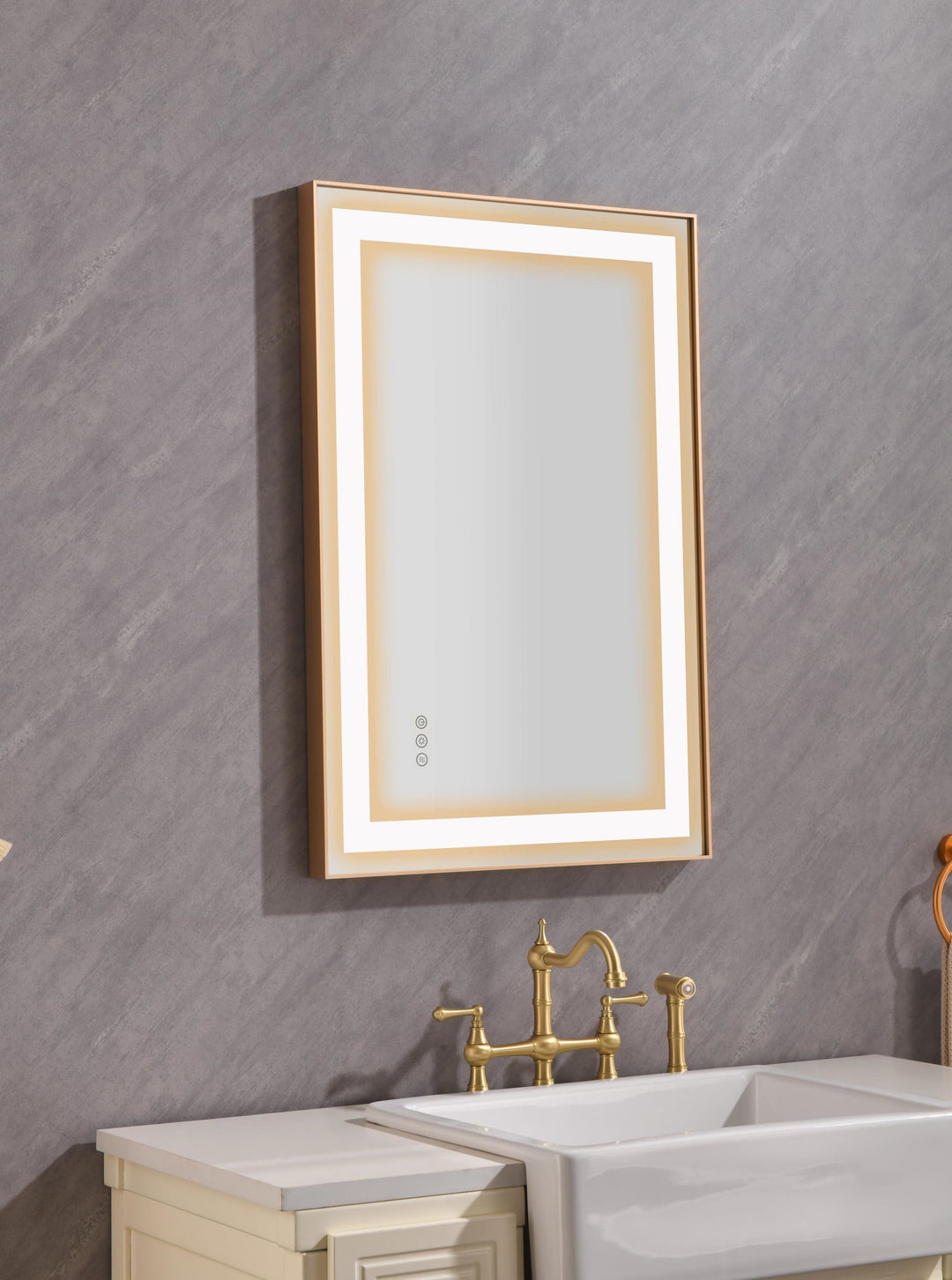 36 in x 24 in Framed LED Lighted Bathroom Wall Mounted Mirror with High Lumen+Anti-Fog Separately Control