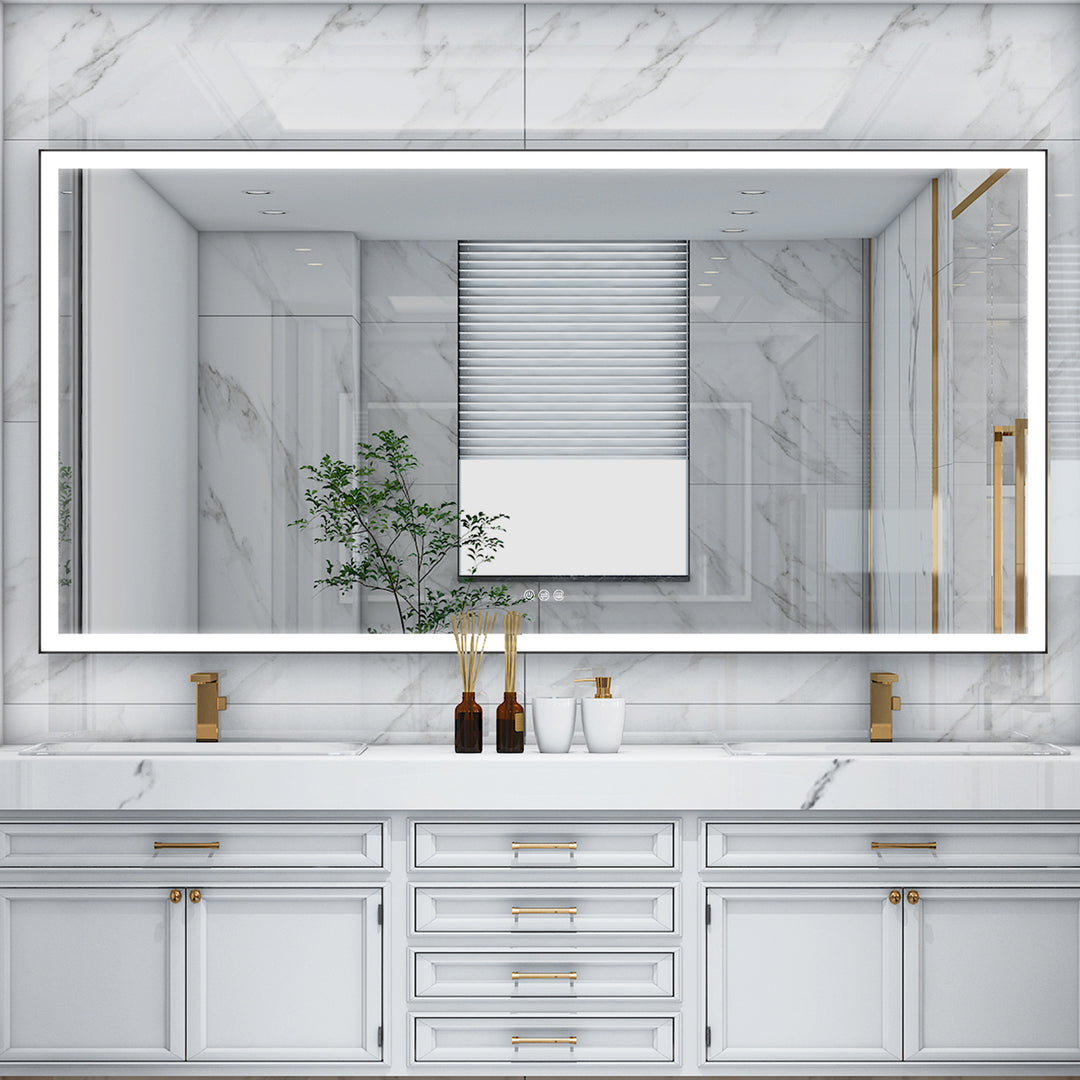 84 in. W x 42 in. H Rectangular Framed LED Light Wall Vertical/Horizontal Bathroom Vanity Mirror