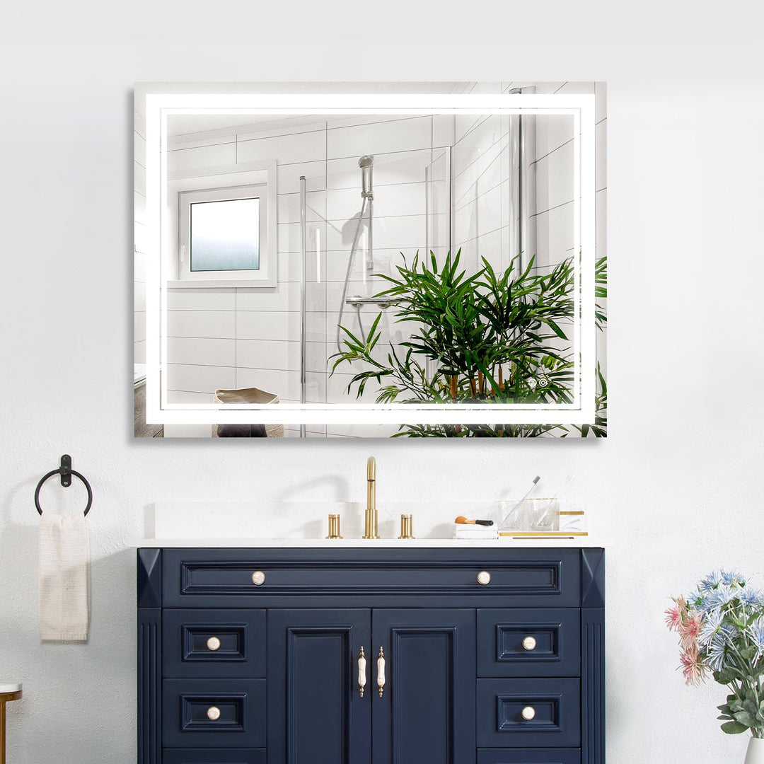 48 in. W x 36 in. H Rectangular Frameless Anti-Fog LED Light Dimmable Bathroom Vanity Mirror in Aluminum