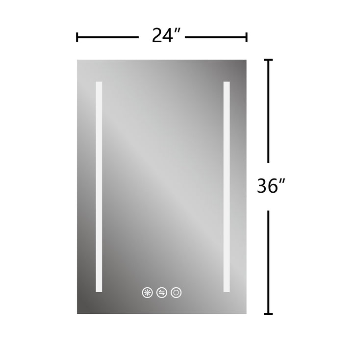 24 in. W x 36 in. H Frameless LED Single Bathroom Vanity Mirror in Polished Crystal