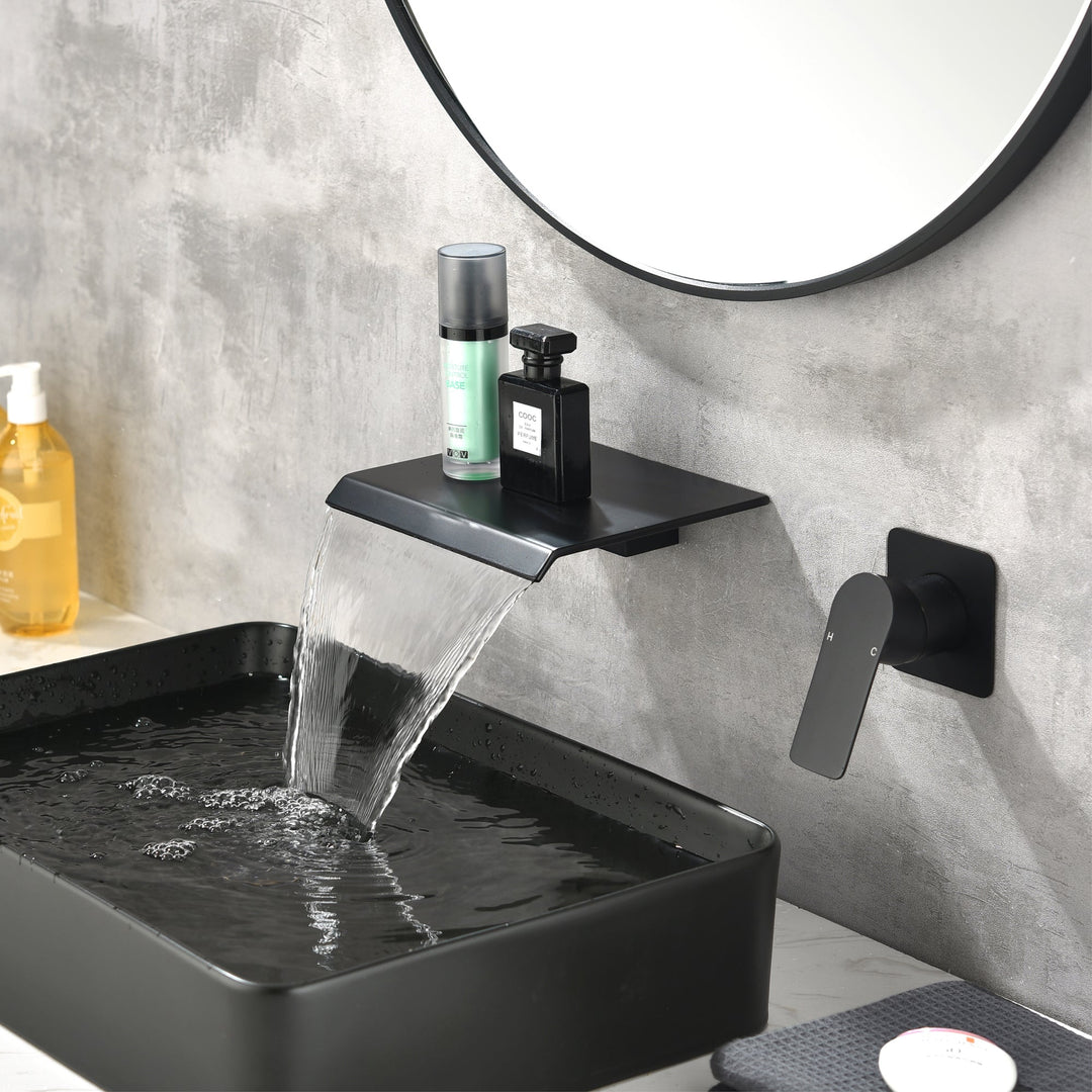 Single Handle Wall Mounted Waterfall Bathroom Faucet with Valve