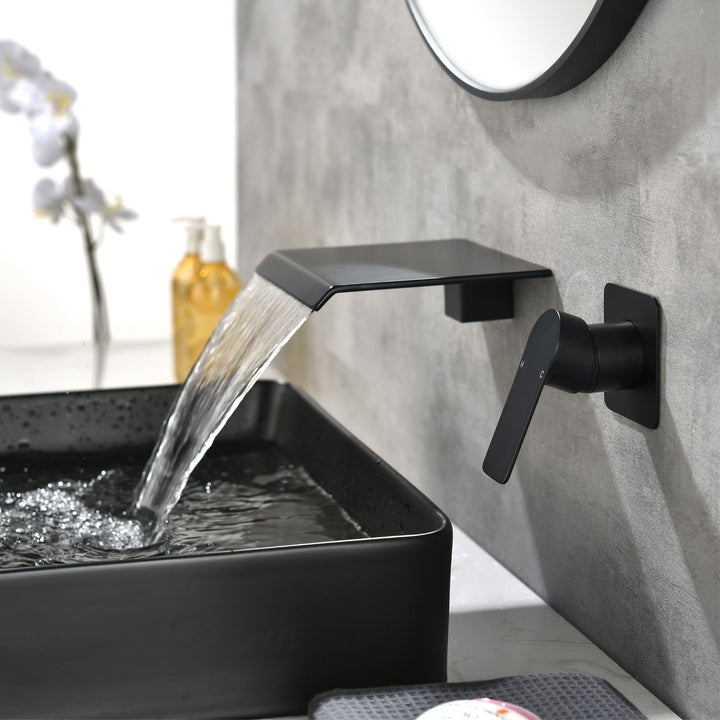 Single Handle Wall Mounted Waterfall Bathroom Faucet with Valve