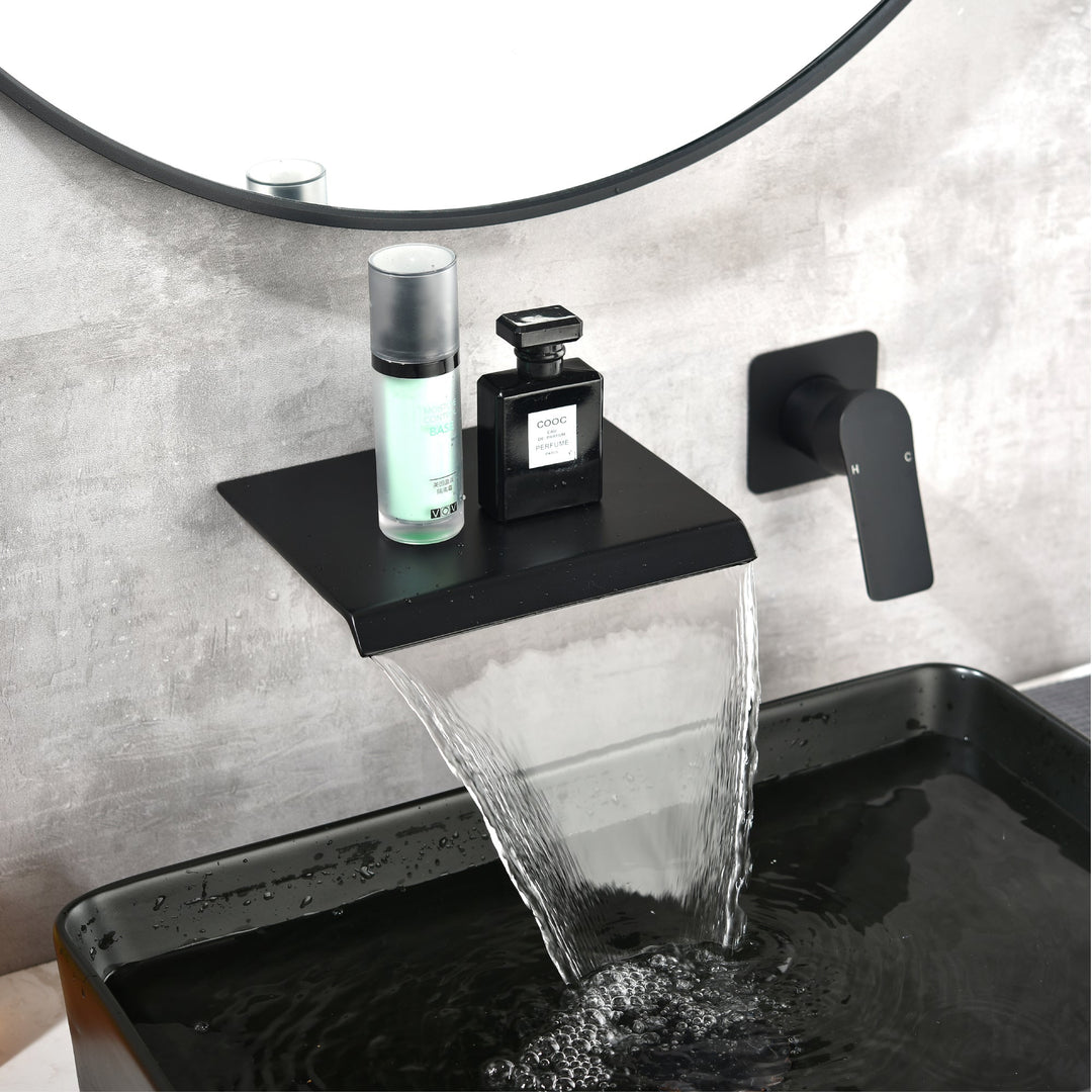Single Handle Wall Mounted Waterfall Bathroom Faucet with Valve