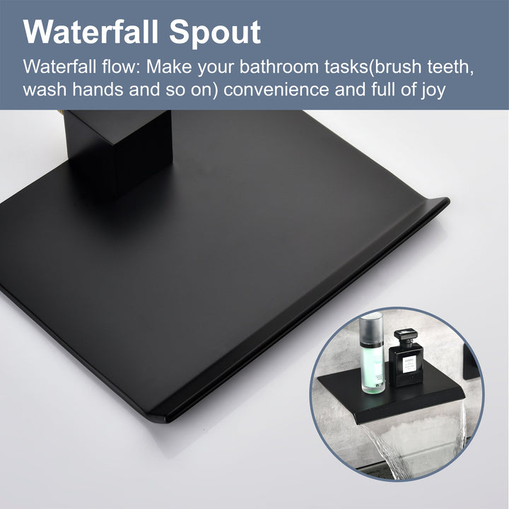 Single Handle Wall Mounted Waterfall Bathroom Faucet with Valve