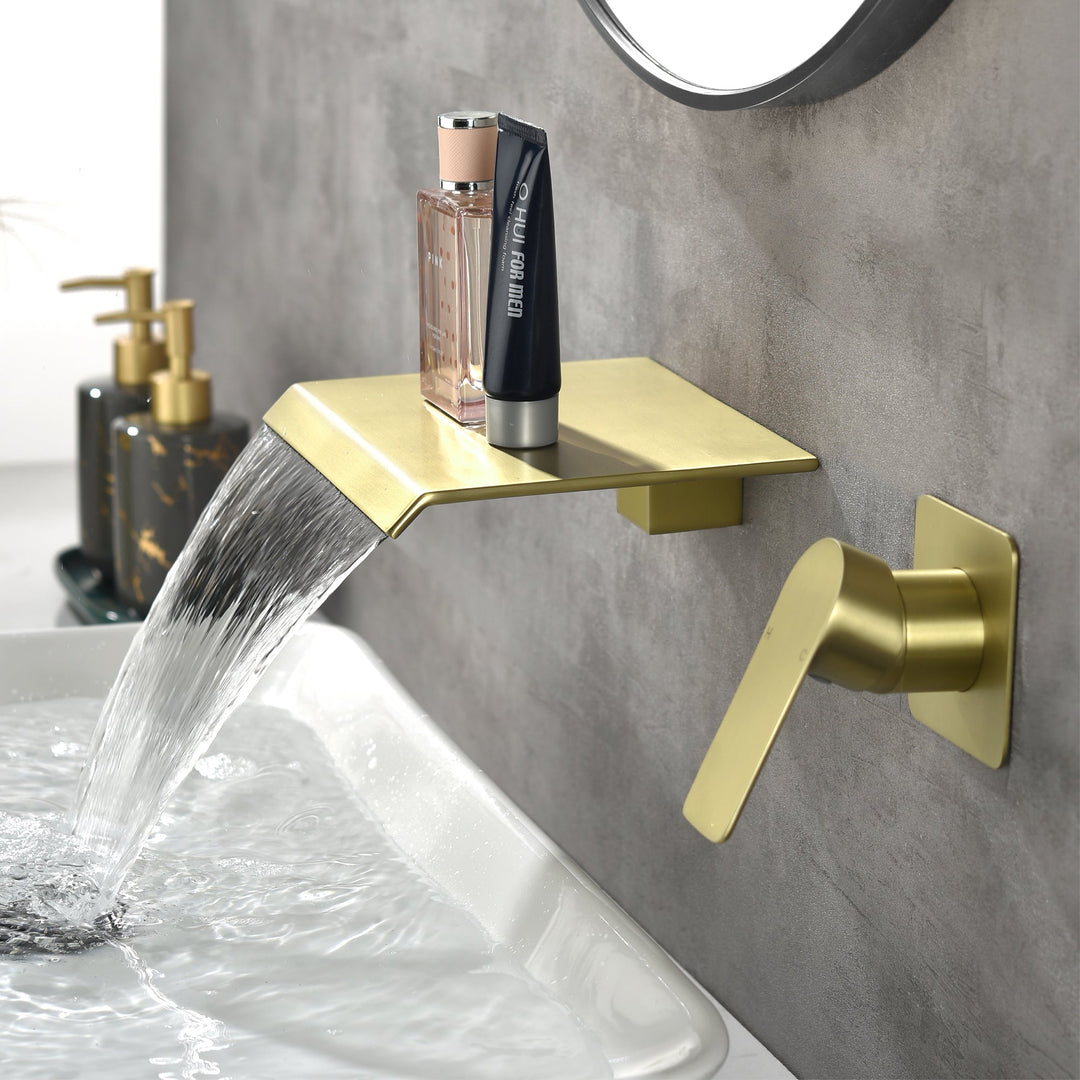 Single Handle Wall Mounted Waterfall Bathroom Faucet with Valve