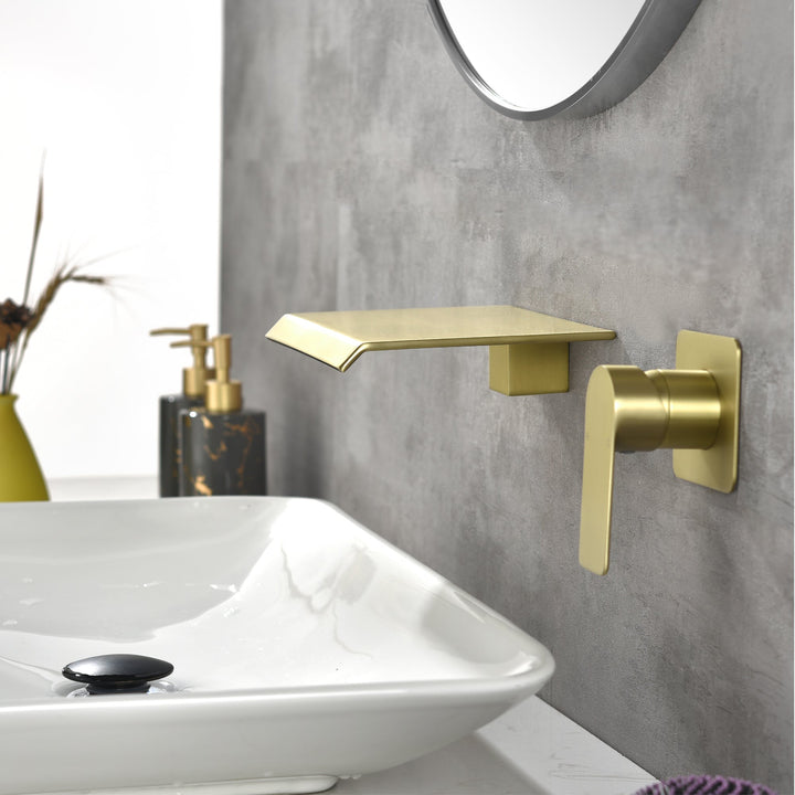 Single Handle Wall Mounted Waterfall Bathroom Faucet with Valve