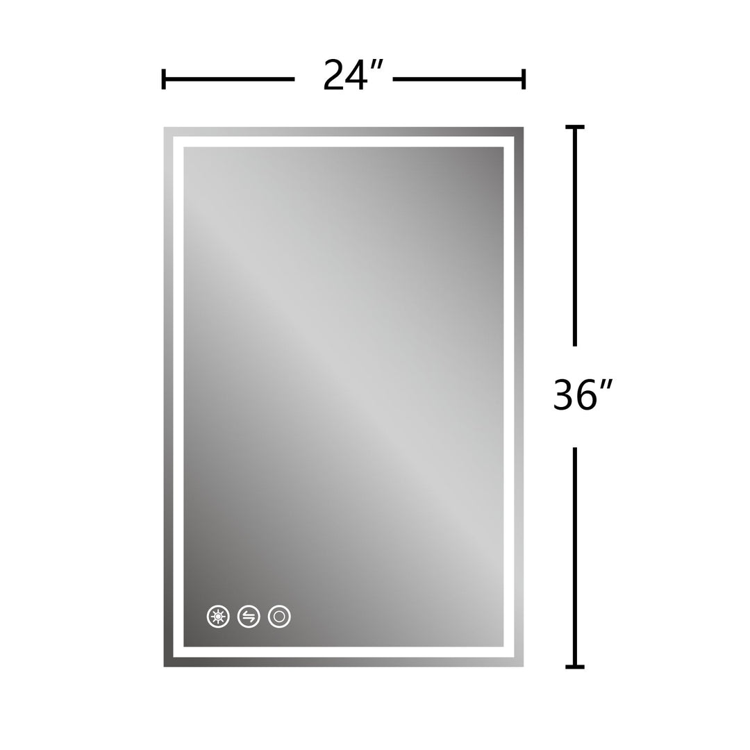 24 in. W x 36 in. H Frameless LED Single Bathroom Vanity Mirror in Polished Crystal