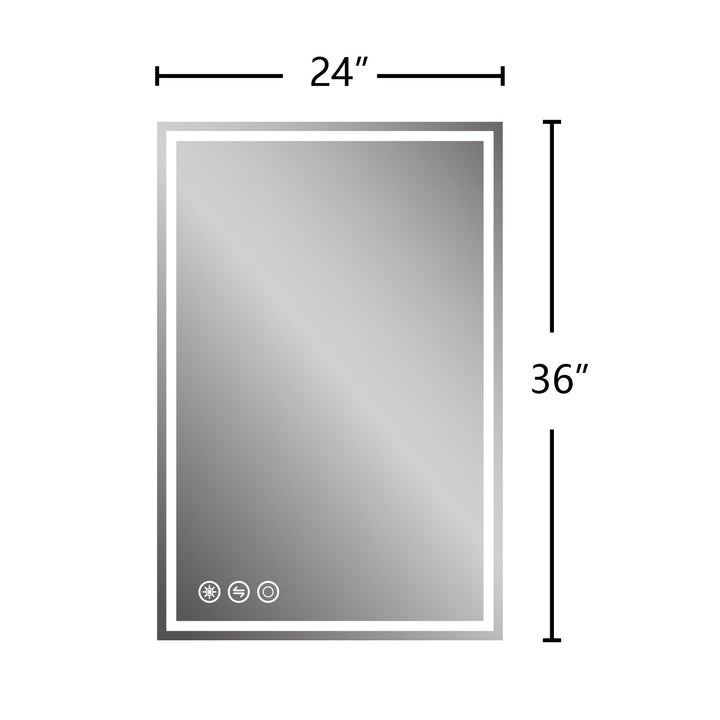 24 in. W x 36 in. H Frameless LED Single Bathroom Vanity Mirror in Polished Crystal