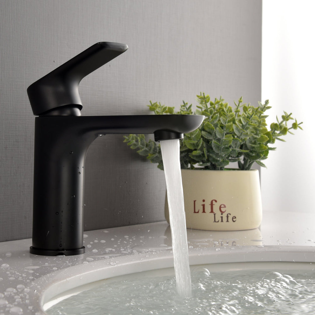 Single Hole Single-Handle Bathroom Faucet with Water Supply Lines