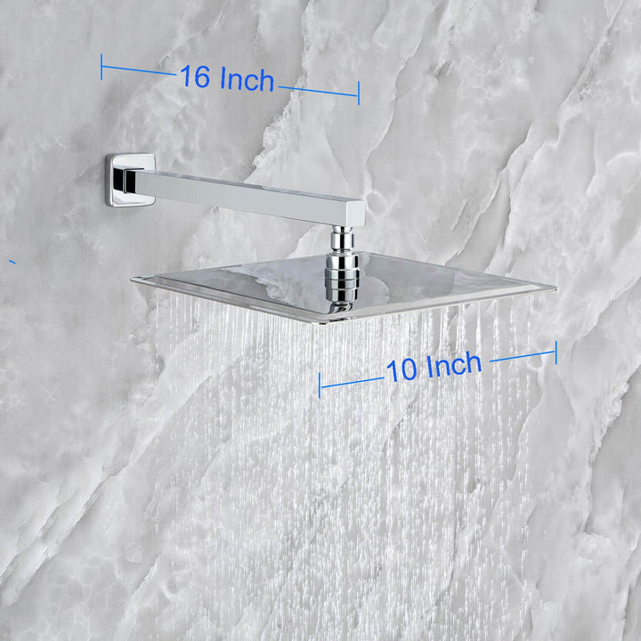 Single-Handle 1-Spray Square High Pressure Shower Faucet with 10 in. Shower Head
