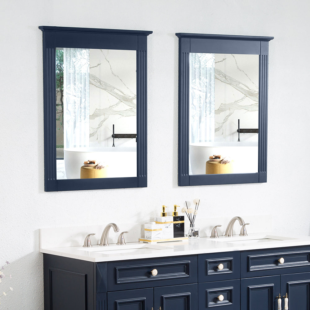 26 in. W x 33 in. H Medium Rectangular Wood Framed Wall Mount Bathroom Vanity Mirror(Set of 2)