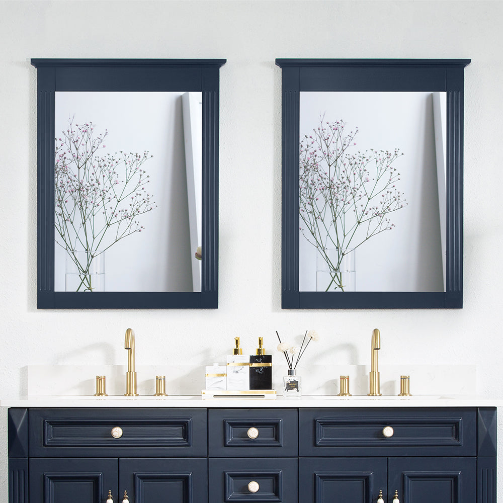 26 in. W x 33 in. H Medium Rectangular Wood Framed Wall Mount Bathroom Vanity Mirror(Set of 2)