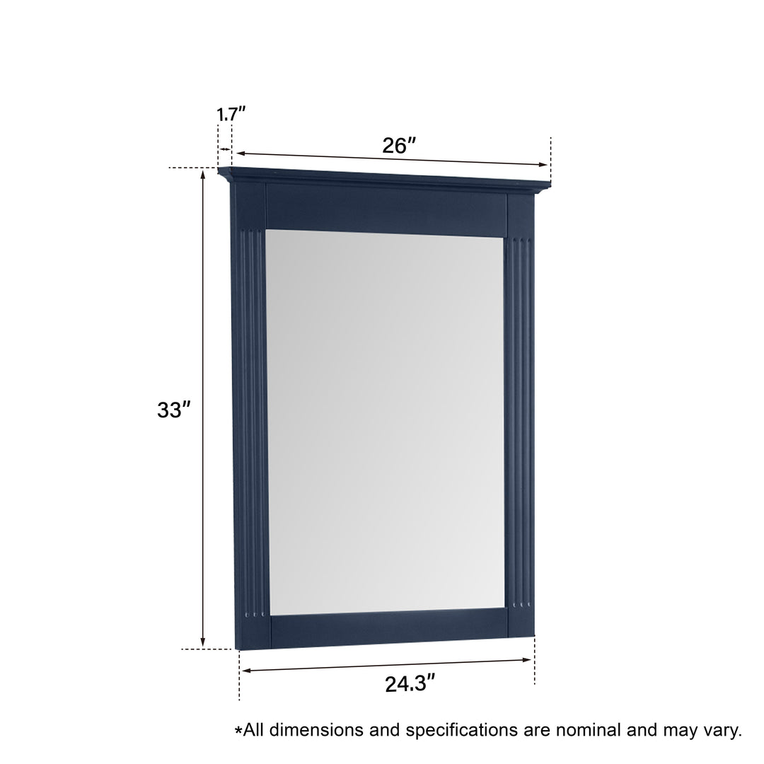 26 in. W x 33 in. H Medium Rectangular Wood Framed Wall Mount Bathroom Vanity Mirror(Set of 2)