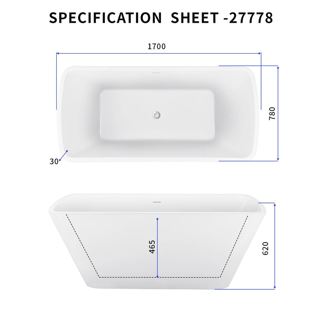 31-in W x 67-in L White Acrylic Freestanding Soaking Bathtub