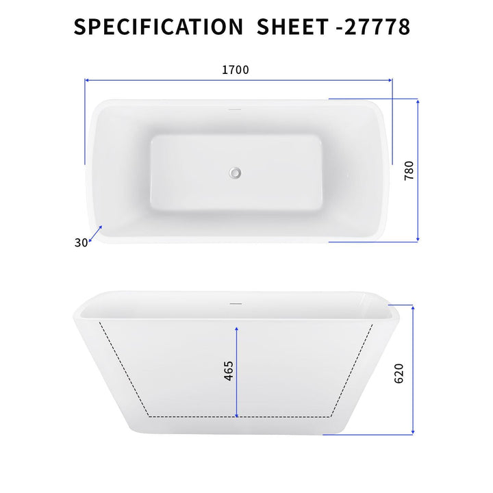 31-in W x 67-in L White Acrylic Freestanding Soaking Bathtub