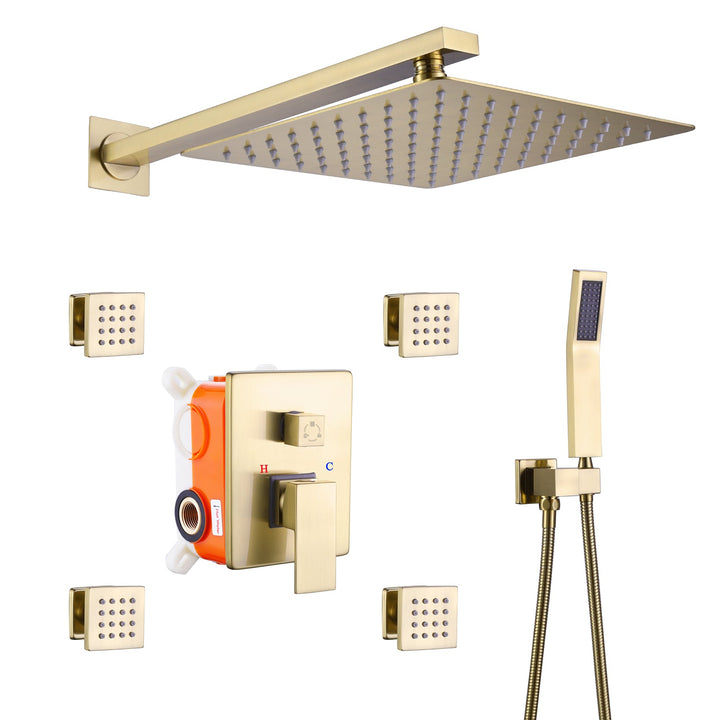 10 inch Shower Faucet Set with 4 PCS Shower Body Sprayer Jets