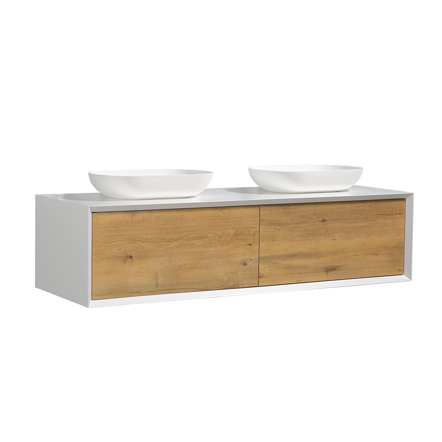 36" Bath Vanity in Natural and White with White Vanity Top with White Basin