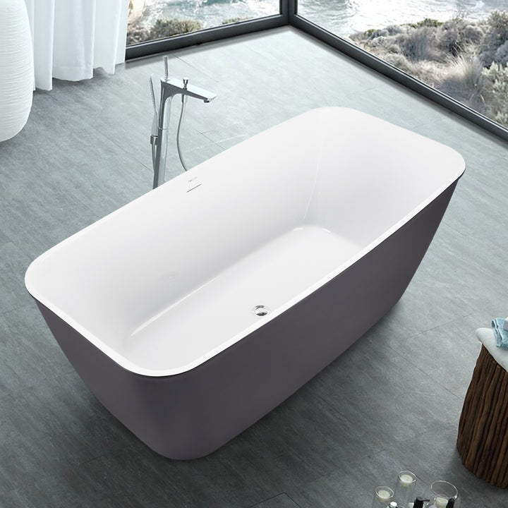 28-in W x 59-in L Gloss  Acrylic Oval Freestanding Soaking Bathtub
