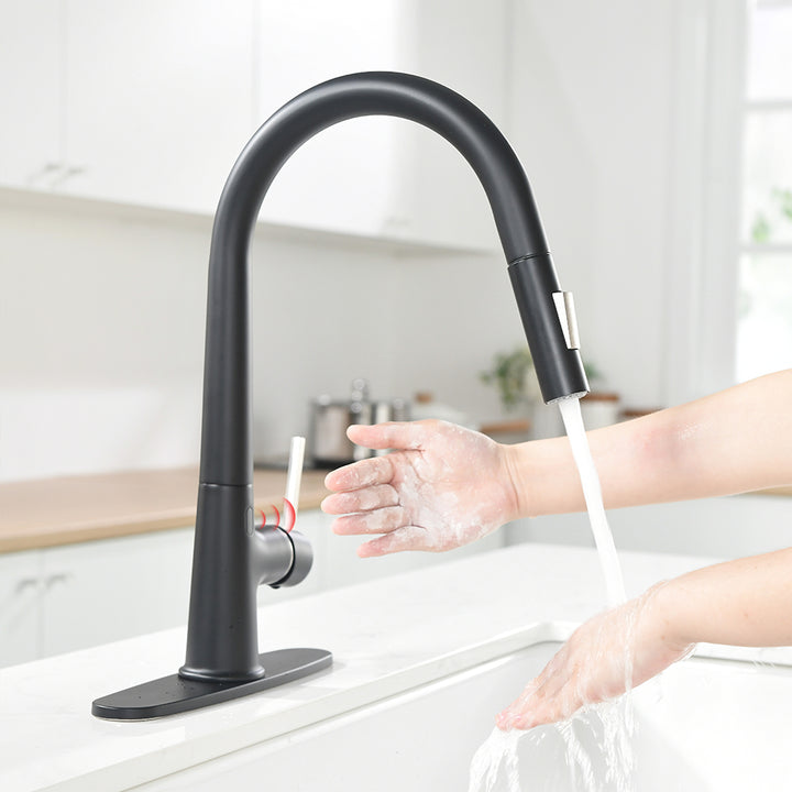 Touchless Kitchen Faucet with AC Adapter and Deck Plate