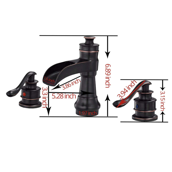 8 in. Waterfall Widespread 2-Handle Bathroom Faucet With Supply Line
