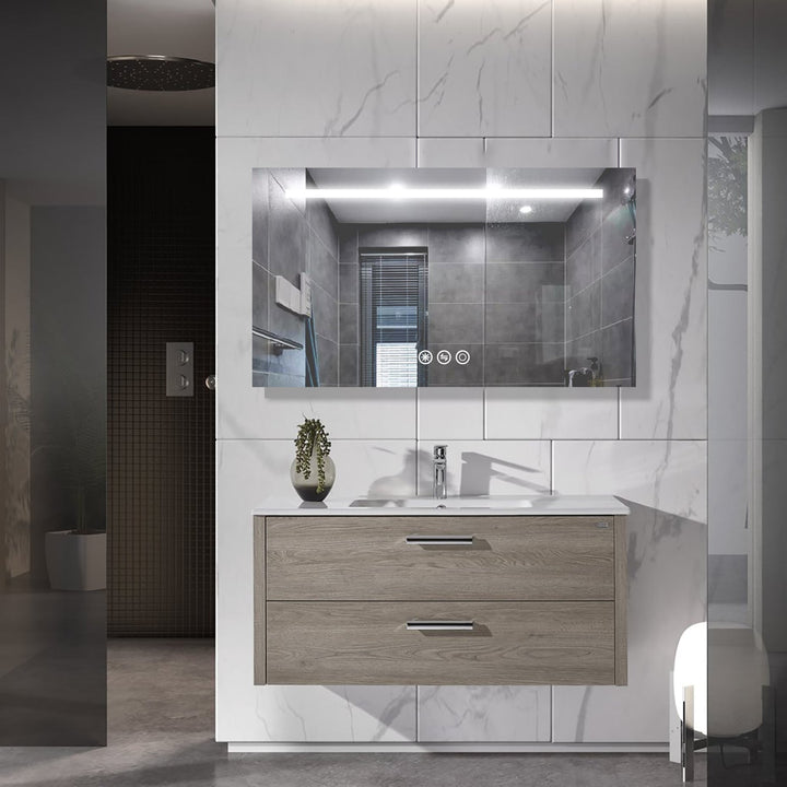 42 in. W x 24 in. H Frameless LED Single Bathroom Vanity Mirror