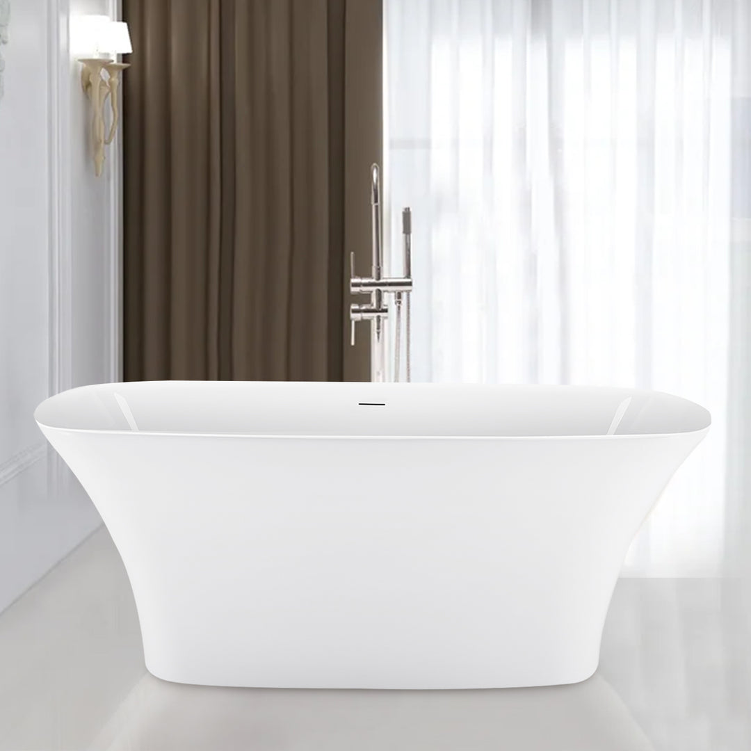 67"  Gloss White Acrylic Freestanding Soaking Bathtub