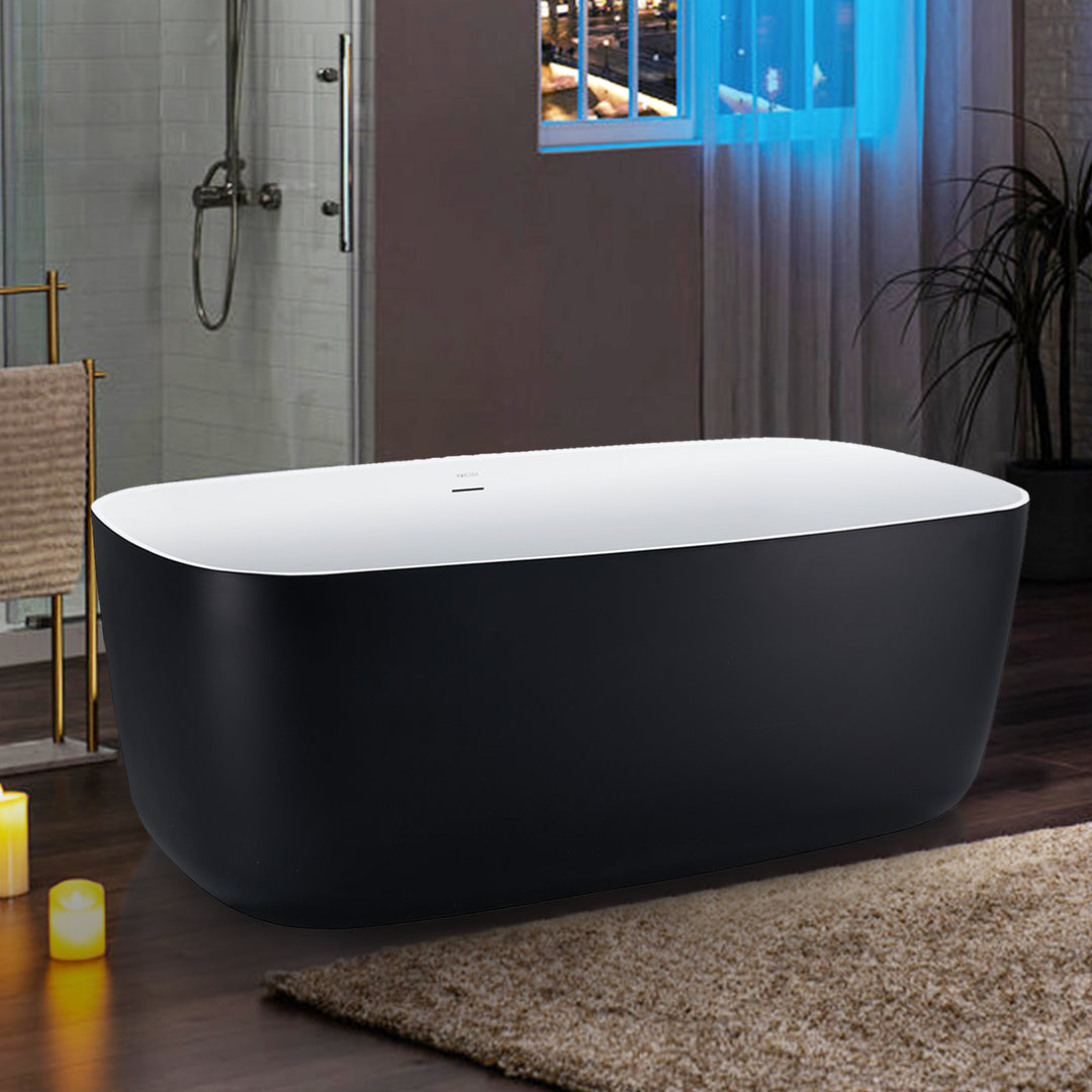 59" Gloss  Acrylic Oval Freestanding Soaking Bathtub