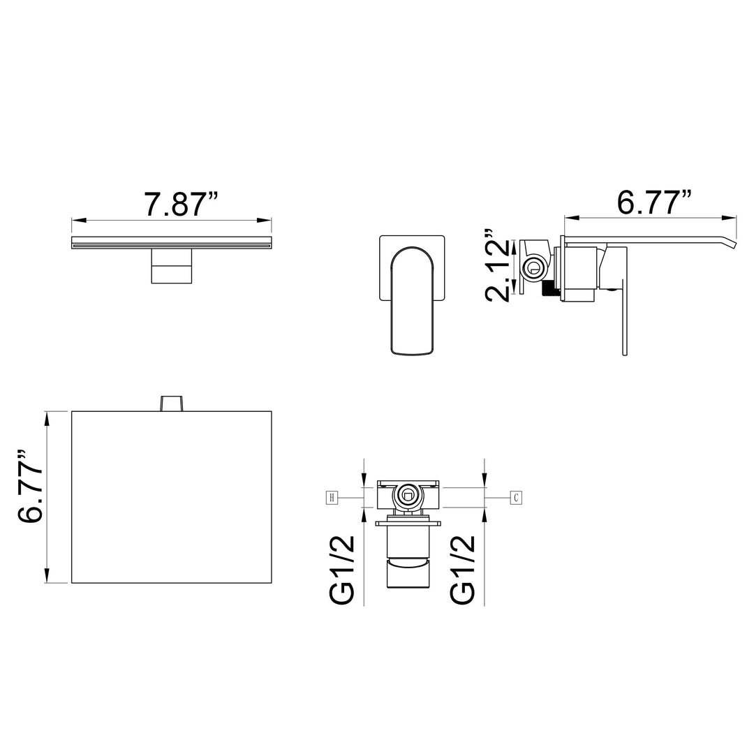 Waterfall Bathroom Lavatory Faucet Basin Mixer Tap With Shelf Black