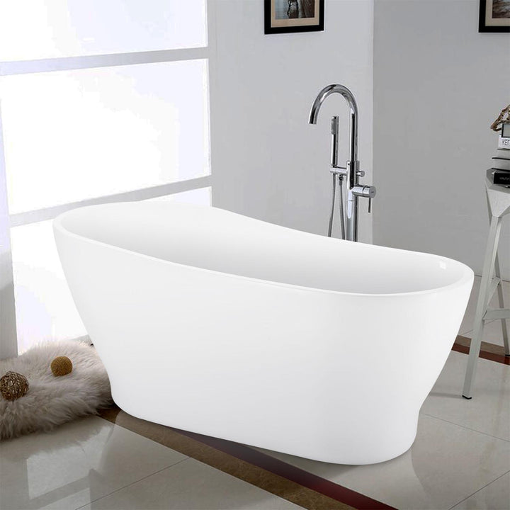 28-in W x 59-in L White Acrylic Freestanding Soaking Bathtub