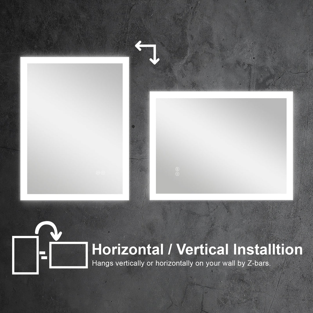 28 in. W x 36 in. H LED Lit Mirror Rectangular Fog Free Frameless Bathroom Vanity Mirror