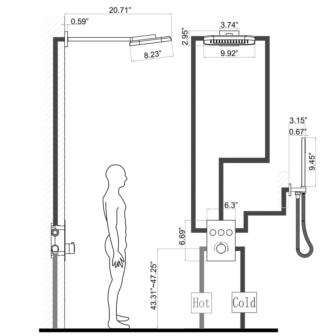 rain shower head system