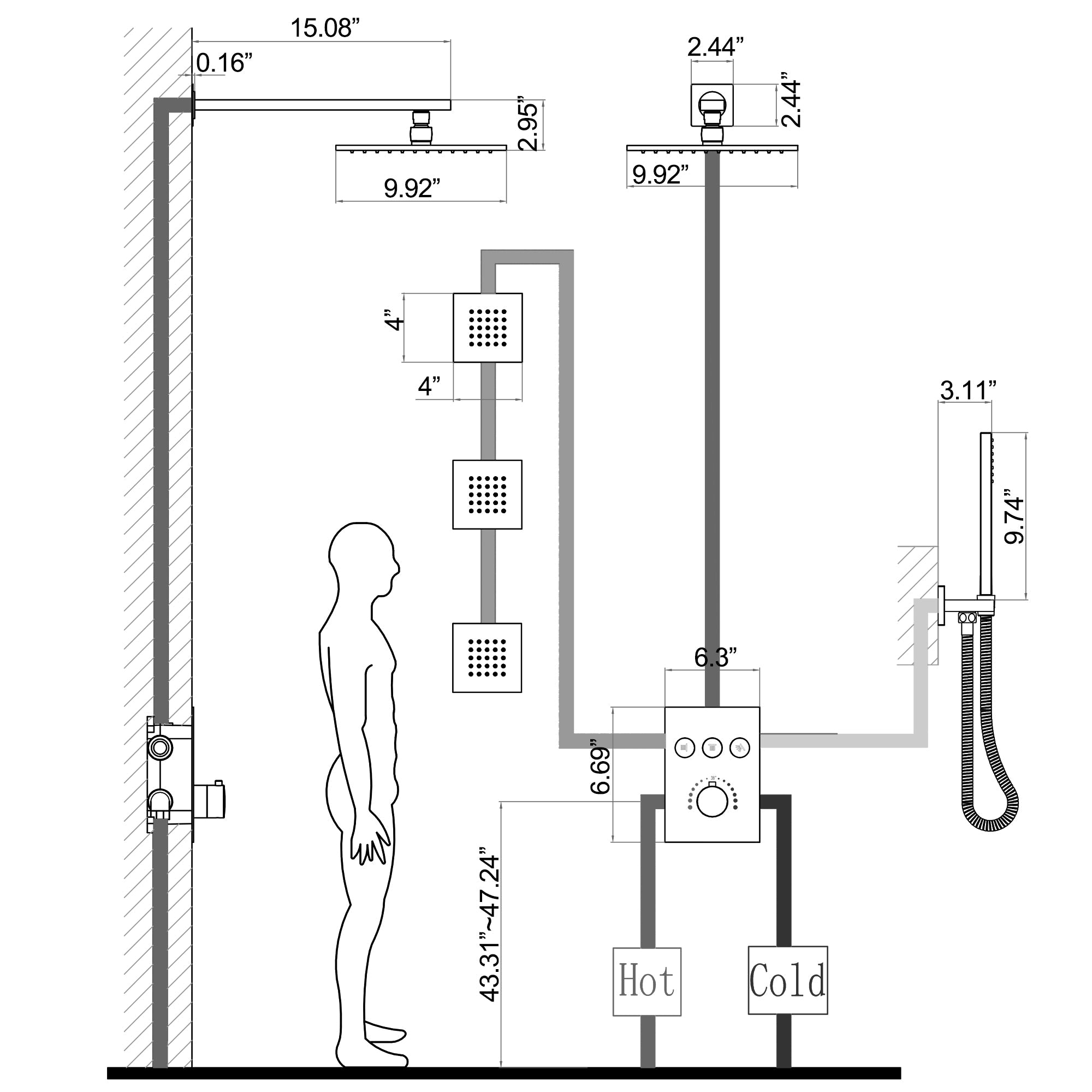 rain shower head systems