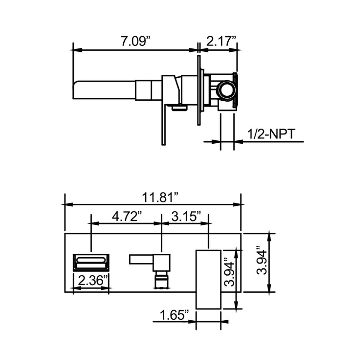 Single Handle Wall Mounted Black Tub Spout With Handshower