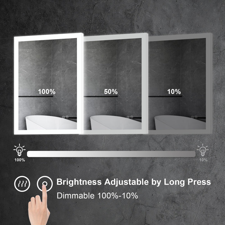 28 in. W x 36 in. H LED Lit Mirror Rectangular Fog Free Frameless Bathroom Vanity Mirror
