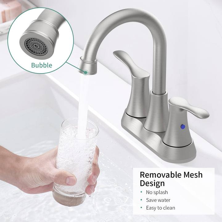 Brushed Nickel 4" 2-Handle Centerset Basin Bathroom Faucet
