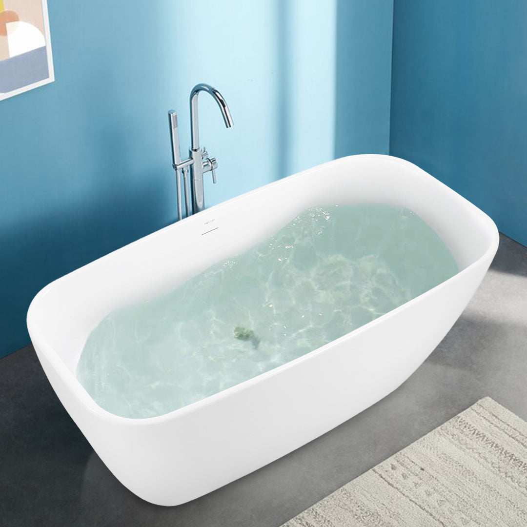 59″ Gloss  Acrylic Oval Freestanding Soaking Bathtub