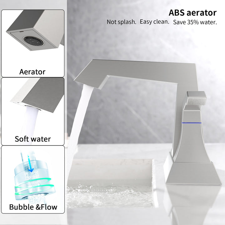 2-Handle Heavy Duty Bathroom Faucet with Drain and Supply Kits, Modern Style Lavatory Deck Mounted Faucet