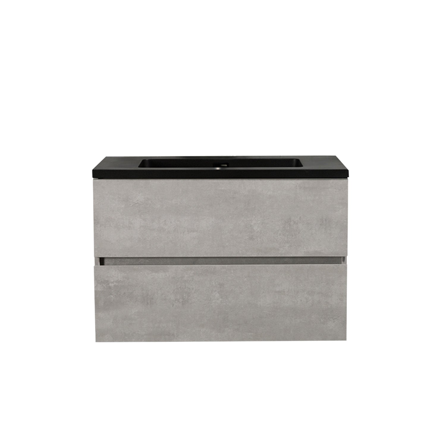 24" Bath Vanity in Cement Gray with Black Vanity Top with Black Basin