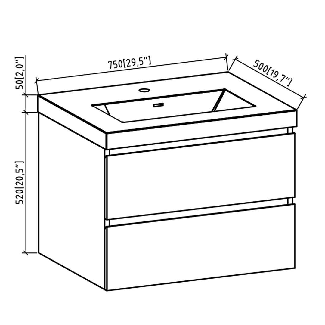 24"  Bath Vanity in Gray Oak with White Vanity Top with White Basin