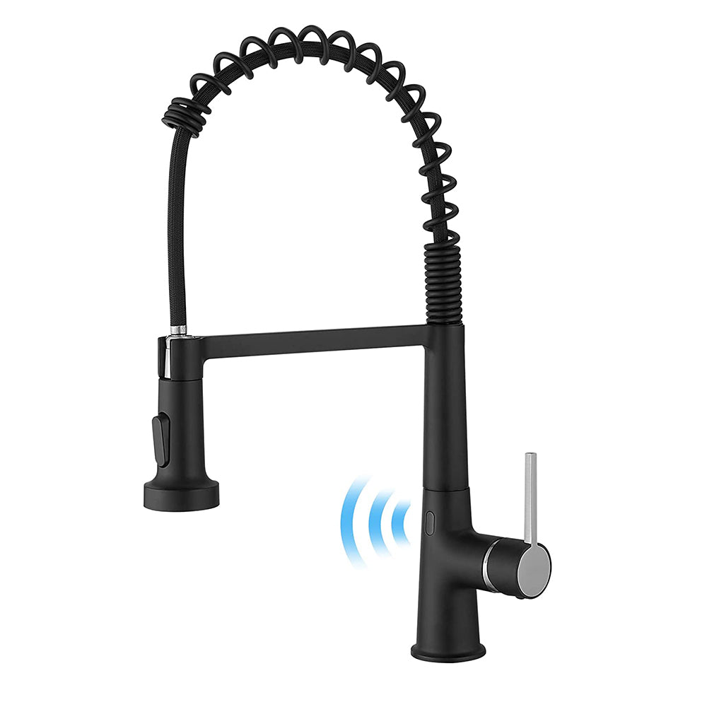 Single Handle Touchless Deck Mount Gooseneck Pull Down Sprayer Kitchen Faucet