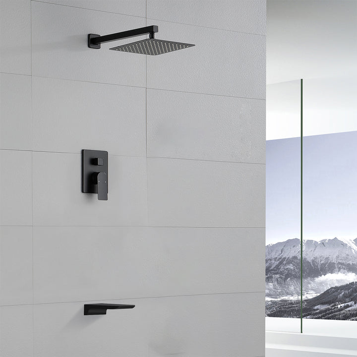 10 inch Tub Shower Faucst Set Shower System with Waterfall Tub Spout Shower Faucet Set Trim Kit with Rough in Valve Shower Tub Kit