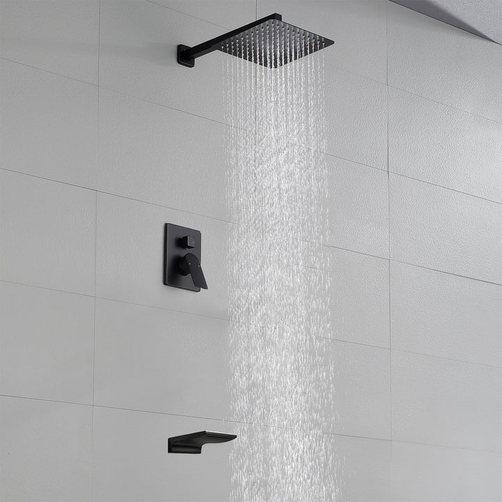 10 inch Tub Shower Faucst Set Shower System with Waterfall Tub Spout Shower Faucet Set Trim Kit with Rough in Valve Shower Tub Kit