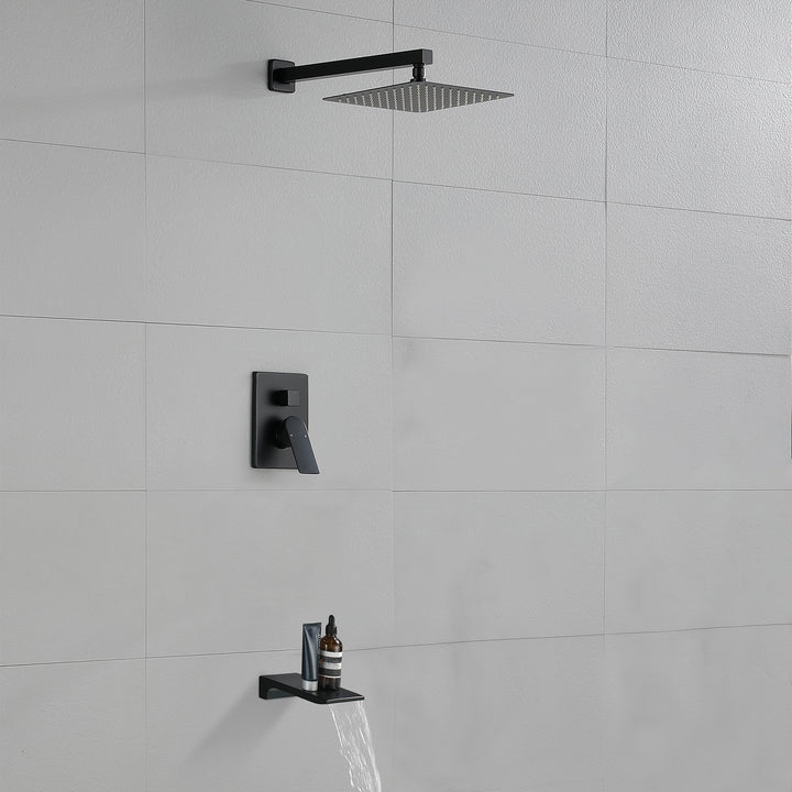 10 inch Tub Shower Faucst Set Shower System with Waterfall Tub Spout Shower Faucet Set Trim Kit with Rough in Valve Shower Tub Kit