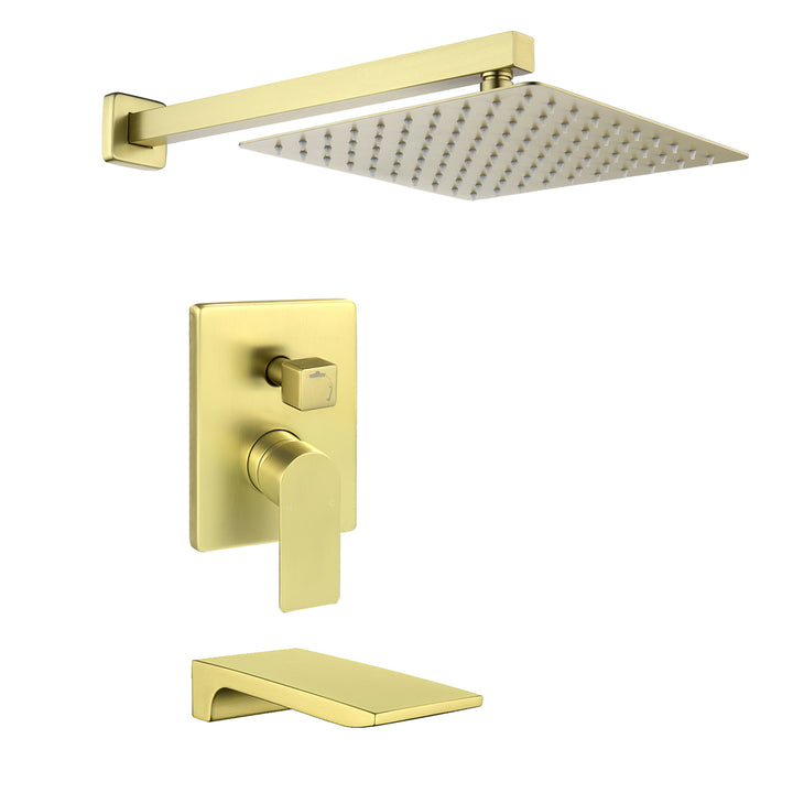 10 inch Tub Shower Faucst Set Shower System with Waterfall Tub Spout Shower Faucet Set Trim Kit with Rough in Valve Shower Tub Kit