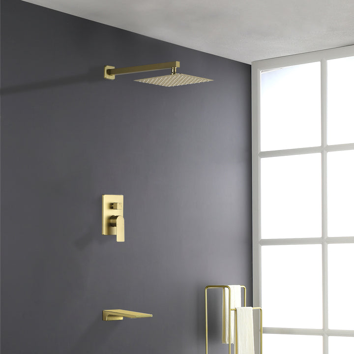 10 inch Tub Shower Faucst Set Shower System with Waterfall Tub Spout Shower Faucet Set Trim Kit with Rough in Valve Shower Tub Kit