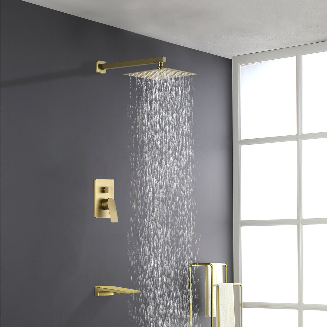 10 inch Tub Shower Faucst Set Shower System with Waterfall Tub Spout Shower Faucet Set Trim Kit with Rough in Valve Shower Tub Kit
