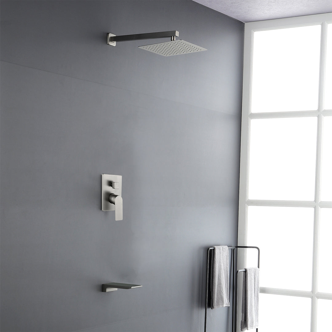 10 inch Tub Shower Faucst Set Shower System with Waterfall Tub Spout Shower Faucet Set Trim Kit with Rough in Valve Shower Tub Kit